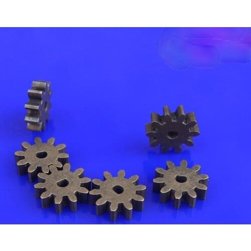 AZGIANT 10pcs 0.8 Modulus 10 Teeth D Hole Inner Diameter 2mm Powder Metallurgy Diy Iron-Based Metal Miniature Pinion