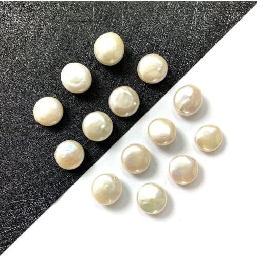Natural freshwater pearls button-shaped non-porous beads for DIY fashion jewelry making necklace bracelet earrings size 12-15mm