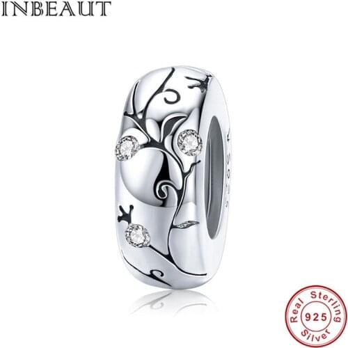 INBEAUT New charm 925 sterling silver flower cluster pattern metal round beads for original bracelet DIY jewelry making