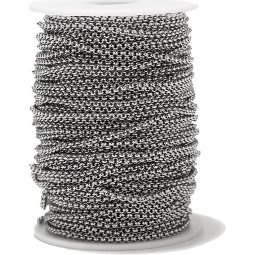 2.5mm width gold/silver tone Stainless Steel Chains Round Box Chain Findings Fit for Jewelry Making &DIY