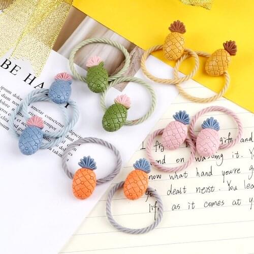 2PCS/Set Children Baby Mini Elastic Hair Band Cartoon Pineapple Fruits Sweet Rubber Hair Tie Scrunchie Headwear Hair accessories