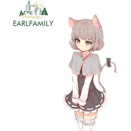 EARLFAMILY 13cm x 6.2cm For Nazrin Touhou Project Funny Car Stickers Sunscreen Decal Personality Bumper Surfboard Car Styling