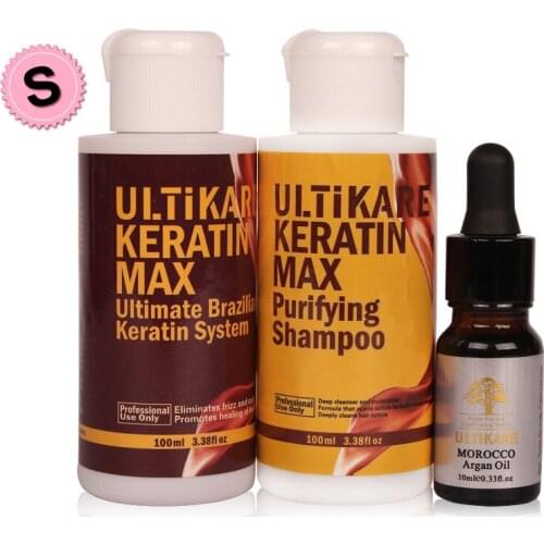 Hot Sale Famous 100ml Purifying Shampoo +100ml Chocolate Keratin Treatment 8% Formalin Straightening+10ml Argan Oil Repair Hair