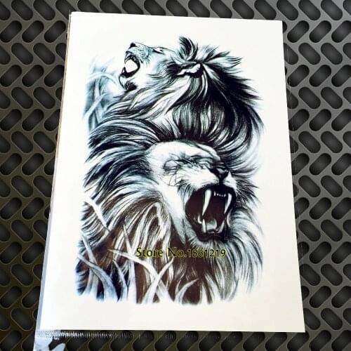 Hot! Evil Lion Head Large waterproof temporary tattoo stickers for Men GAQ-H852 body art Arm Paste Tigrish Roaring Lions Design