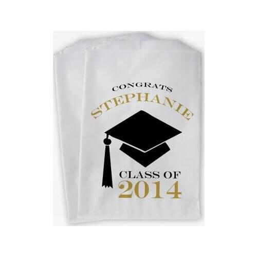 Customized name year Graduation Cap candy Buffet treat gift bar bags Bakery Cookie Favor popcorn pouches