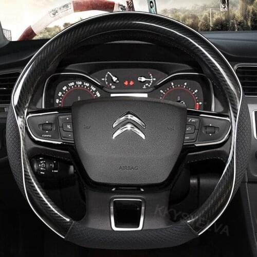Carbon Fiber D Shape Car Steering Wheel Cover for Citroen C3-XR C4 Sega C4L Elysee DS3 DS4 DS5 Cubre Volante Auto Accessories