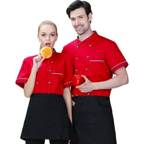 M-6XL Big Size Uniform 2018 Summer Short Sleeve White Chefs Fat Big Work Clothing Women&Men Cheap Cook Jacket Free Shipping