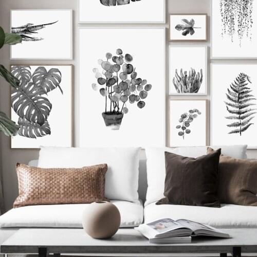 Minimalism Black White Plant Leaf Wall Art Canvas Painting Nordic Posters And PrintsFor Living Room Home Decor Wall Pictures
