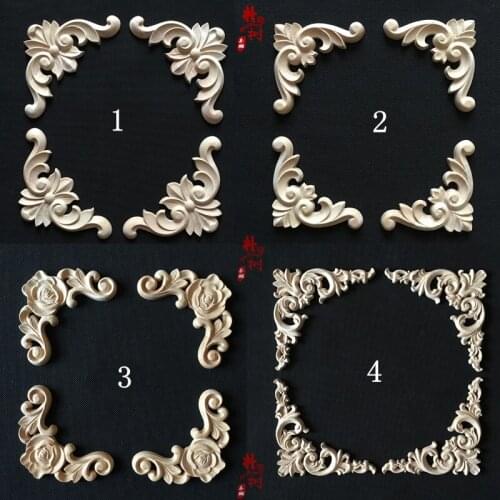 Fashion wood corner flower fashion wood applique corner flower carved flower decoration wardrobe cabinet door(A1166)