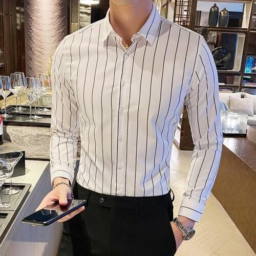 Men Long Sleeve Shirt Male Striped Comfort Soft Casual Button-Down Casual Shirts Male Tops