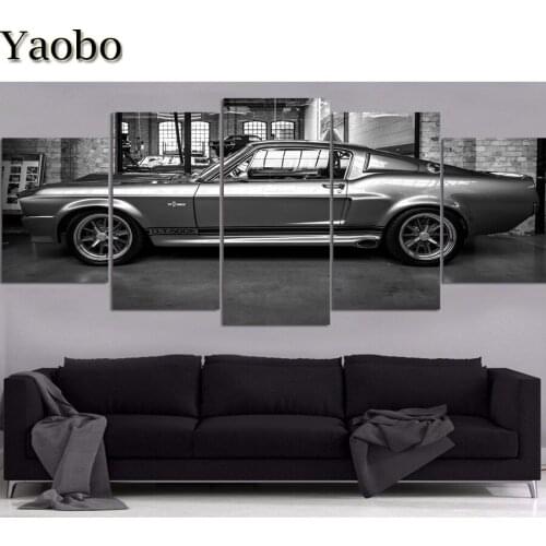 5 Pcs DIY 5D Diamond Painting car Cross Stitch Kits Diamond Mosaic Rhinestones Embroidery Black and white wall decoration art