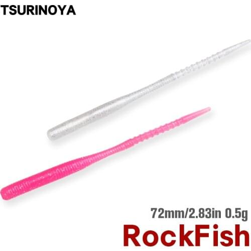 TSURINOYA Soft Lure Set Ajing Rockfish Fishing Lure Lureker 72mm 0.5g 60pcs Luminous UV Swimbaits AJI Mebaru Jig Worm Bait