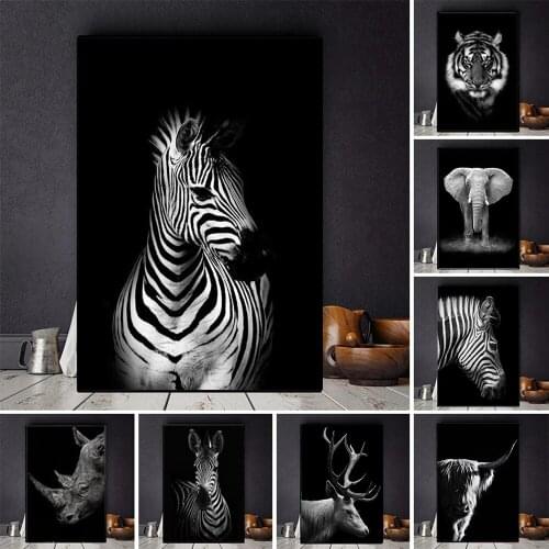 Wall Art Canvas Painting Animal Lion Elephant Deer Zebra Posters And Prints Wall Pictures For Living Room Decoration Home Decor