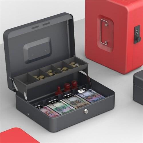 Portable Metal Iron Piggy Bank Key Lock Petty Coin Cash Money Box Pot Lockable Cash Box Deposit Security Cashier Drawer Storage