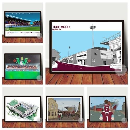 BFC Turf Moor Stadium Poster Canvas Wall Art Painting English Premier League Football Theme Home Decoration Gifts for Fans