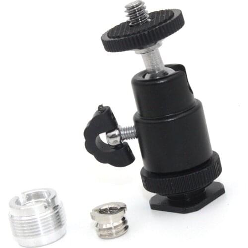 Adjustable Universal Mini Ball Head with Lock and Hot Shoe Adapter Camera Cradle