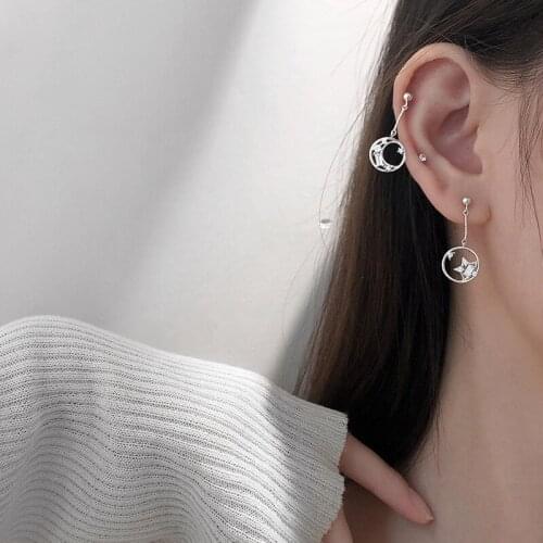 Drop Earrings Star Moon For Women Asymmetrical Pendant New Trendy Fashion Korean Creative Vintage Design Girl Jewelry BOYULIGE