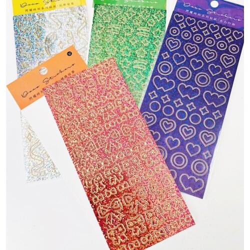 1 Sheet Bling Glitter Bow Ribbon Heart Stars Decorative for Phone for Pods Notebook Diary Decoration