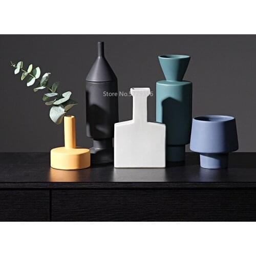 Flower Vase Home Simple Geometric Style Round Vine Ceramic Living Room Bedroom Countertop Vases for Party Decoration Gifts