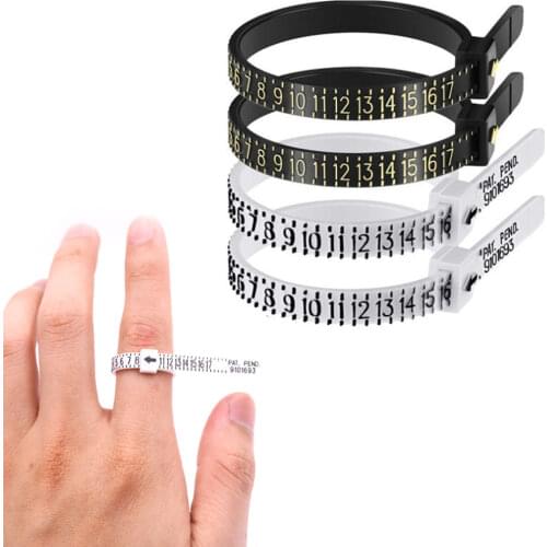 High Quality Fashion White & Black Ring Size Measure For Men And Women Wedding Official Plastic Fingers Measure UK/US/EU/JP
