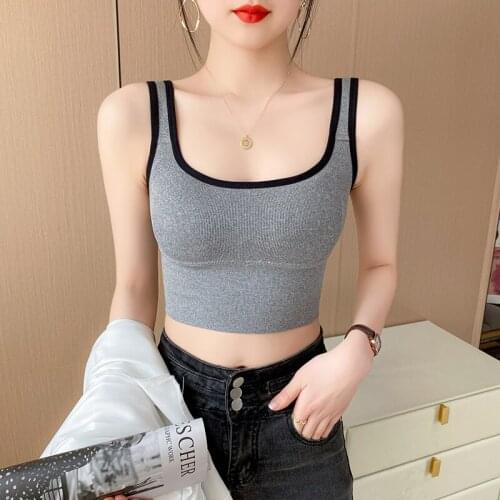 Women Sports Crop Tops Seamless Underwear Removable Padded Camisole Femme Sport Sexy Tank Camis Sexy Vest Lingerie Intimates