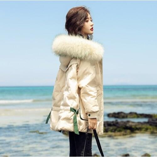 Winter Coat Women Hooded Parkas Puffer Jacket Real Fur Collar Jackets for Women 2021 Female Short Down Clothes Jaquetas HLY235