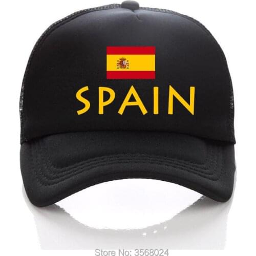 2018 football baseball Cap GOLD SPAIN Football Mesh Trucker Hats Summer Kids/Men SPAIN Flag Sun Hat Adult Snapbacks
