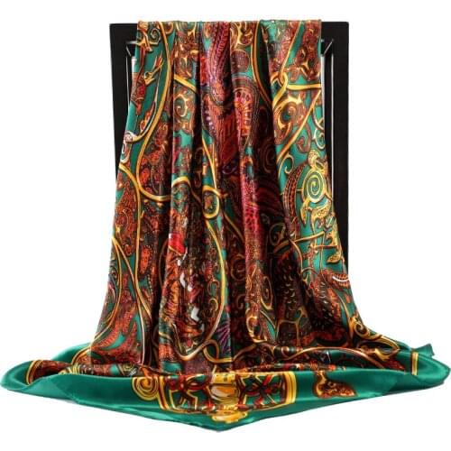 2021 Summer Popular Silk Scarves Luxury Brand Dustproof Kerchief Fashion 90X90CM Sunscreen Shawl Female Print Square Bandanna