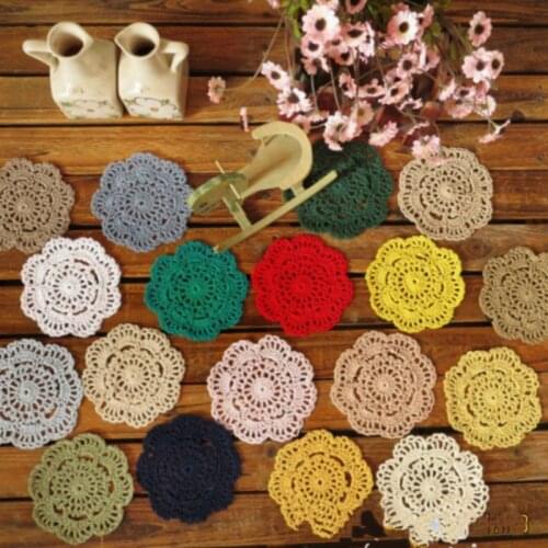 30 PCS/LOT Handmade Vintage Decorative Crochet Cotton Lace Cup MAT Pad Tablecloth COVER Accessories