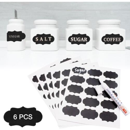 6PCS Glass Bottle Label Sticker Organizer Small Blackboard Label Decoration Message Paper Chalkboard Labels Home Kitchen 2021