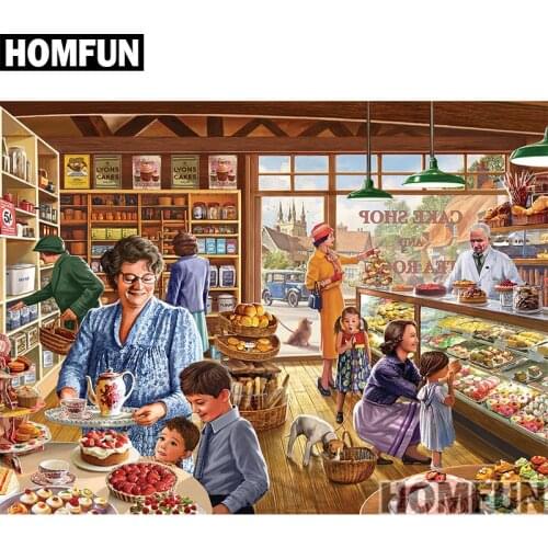 HOMFUN Full Square/Round Drill 5D DIY Diamond Painting "The Cake Shop" 3D Embroidery Cross Stitch 5D Home Decor A00809