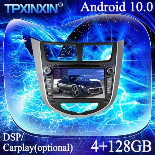 Android 10 4G+128G For Hyundai Verna Accent Solaris 2011-2012 Multimedia Player Tape Recorder GPS Navi Auto Radio Head Unit DSP