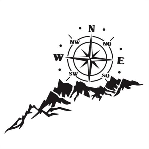 Car Sticker Compass Tree Mountain Reflective Auto Decals Stickers Auto Accessories Car Decoration
