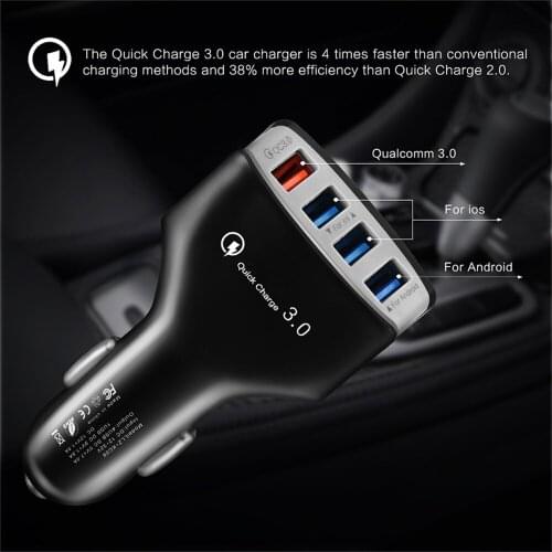4 Ports Car USB Charger QC 3.0 Fast Qucik Charge For Xiaomi mi 9 Huawei P30 Pro Samsung S8 S9 S10 iPhone X 8 Universal Adapter