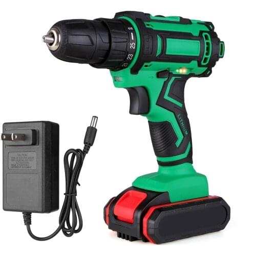 21V Cordless 3/8In Chuck Mini Power Drill&Screwdriver Indicator 2-variable Speed Rotation Direction Adjustment 48Nm Max Torque