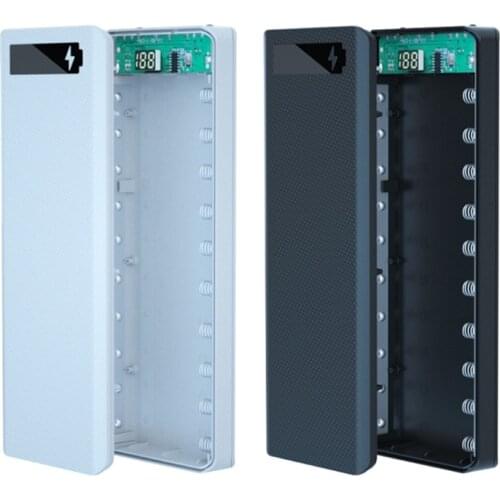 Detachable Dual USB LCD Display DIY 10x18650 Battery Case Power Bank Shell Portable External Box without Battery Powerbank 96BA