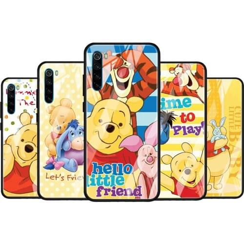 Disney Winnie the Pooh for Xiaomi Redmi K40 K30 K20 Pro Plus 9C 9A 9 8A 7 Luxury Shell Tempered Glass Phone Case Cover