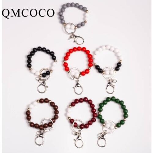 DIY New Style Colorful Wooden Bead Bracelet Key Chain Fashion Custom Craft Jewelry Decoration Bracelet Accessories Pendant