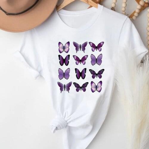 T-shirts for Women Butterfly Cartoon 90s Spring Summer Printing Clothes Graphic Tshirt Top Lady Print Female Tee T-Shirt
