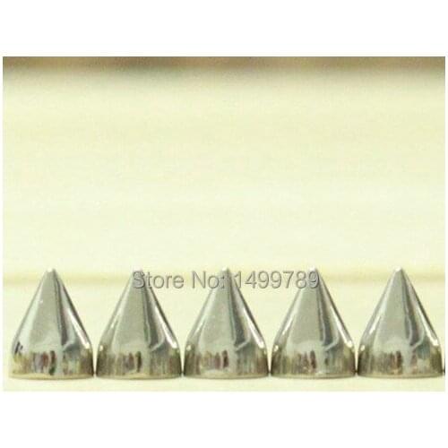 Hot DIY100Sets 9MM Silver Color Metal Bullet Spike Stud Punk Bag Belt Shoes Clothes Leathercraft Cone Rivet DIY Shipping Free