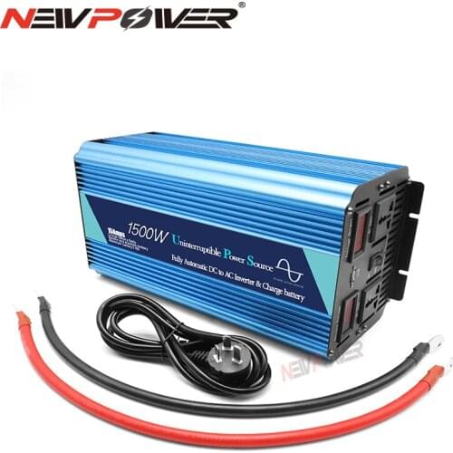 1500W Off Grid Inverter with Charger, Surge Power DC12V/24V AC110V/220V Pure Sine Wave Power Inverter with charge function