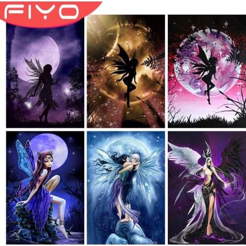 FIYO 5D DIY Diamond Painting Butterfly Fairy Picture Of Rhinestones Full Drill Diamond Embroidery Moon Home Decor Wall Art