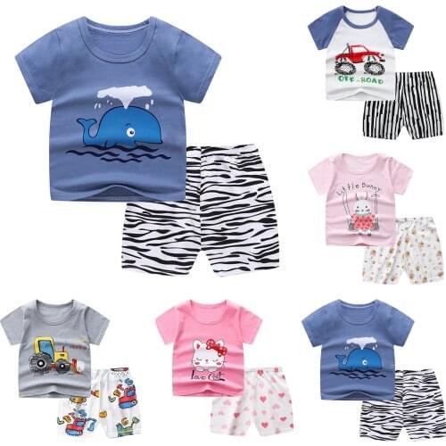 Summer Baby Boy Clothes Toddler Girl Combination Pajamas With Shorts 0-5 Years Kid 2 Piece Sets Child T Shirt Clothing sets