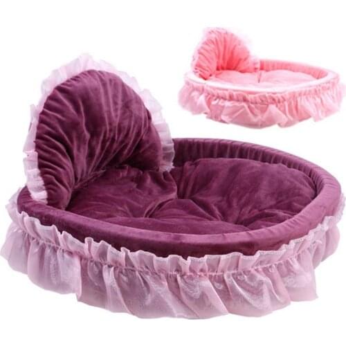 Princess Dog Bed Soft Sofa For Small Dogs Pink Lace Puppy House Pet Doggy Teddy Bedding Cat Dog Beds Luxury Nest Mat Kennels
