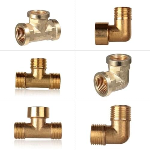Brass Pipe Plumbing Fitting 1/2" BSP Tube Fitting Adapter 90 Degree Elbow T-Adapter Fitting Adapter Coupler Connector For Water