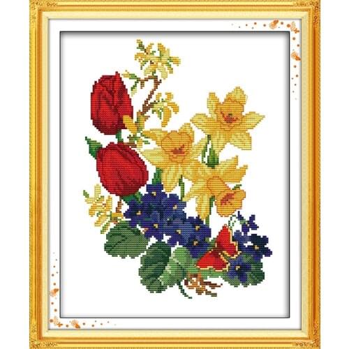 Lead butterfly cross stitch kit flower 18ct 14ct 11ct count printed canvas stitching embroidery DIY handmade needlework