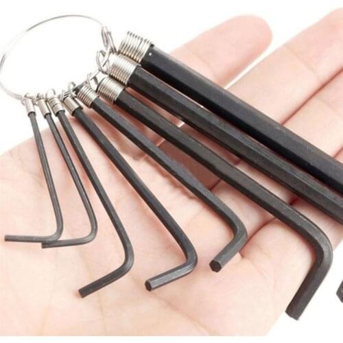 8Pcs/Set High toughness Steel Hex Key Set Useful Hangable Easy-cleaning Socket Wrench for Outdoor Bicycle Repair Tool