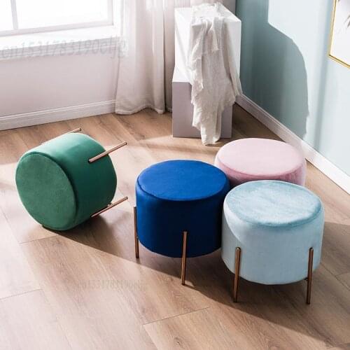 Nordic Light Luxury Low Stool Living Room Sofa Side Stool Square Small Round Stool Home Shoe Change Stool Sit Pier Creative Crea