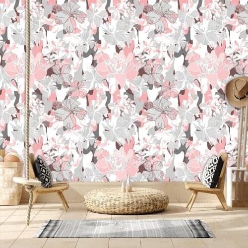 Custom Photo Pink Floral Nordic 3d Luxury Tropical Wallpapers for Living Room Self Adhesive Vinyl Custom Walls In Rolls Decor