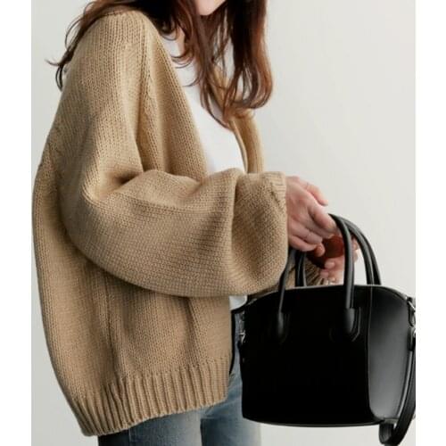 Autumn Fashion Women Knitted Cardigan 2021 New Sweaters Sweater Vintage Coat Casual Solid Korean Jumper for Student Girl 17013